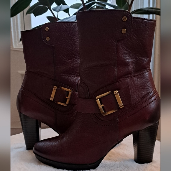 Clarks Indigo burgundy ankle leather boots - Picture 4 of 9